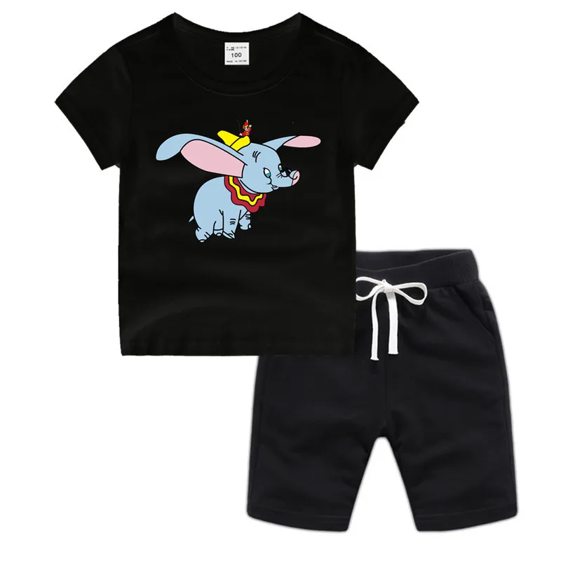 Хлопковая футболка с принтом Dumbo для маленьких мальчиков и девочек Летняя