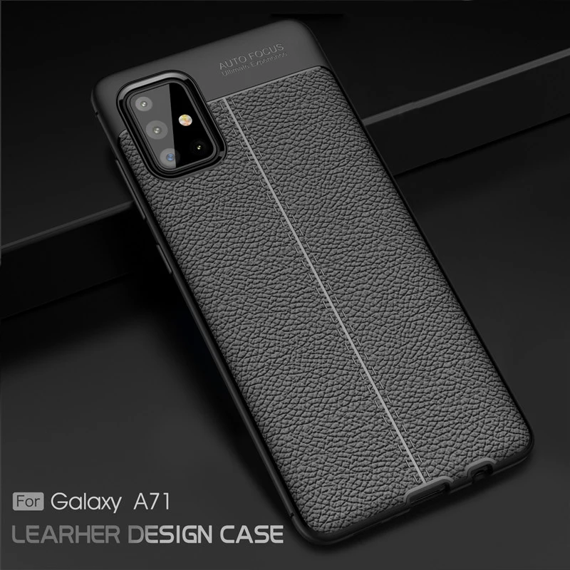 

For Samsung Galaxy A51 Case Cover Funda Case Luxury Leather Style Silicone Bumper Soft TPU Phone Case on For Galaxy A51