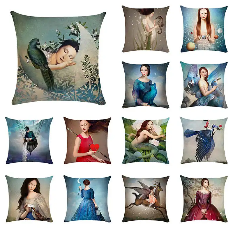 

Наволочка на подушку для леди, милой девушки, воображаемая фантазия, картина маслом, сказочное чувство, Сказочная гибель, Чехол на подушку д...