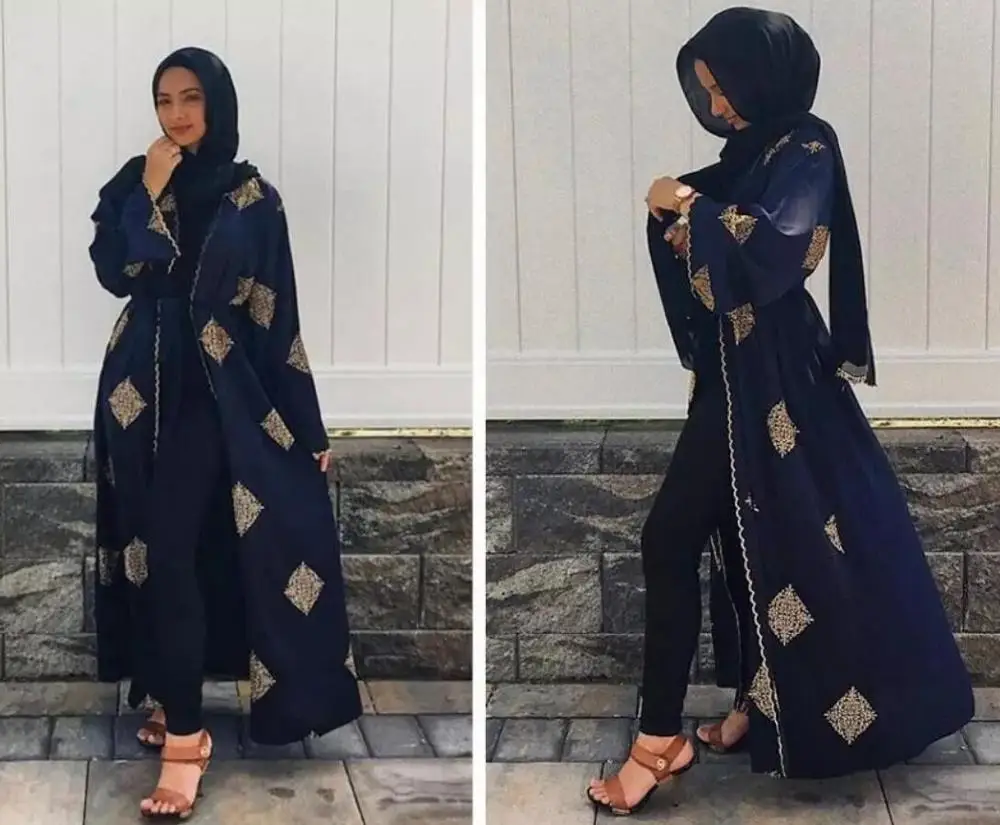 2020 роскошное мусульманское платье абайя с вышивкой женский элегантный кардиган