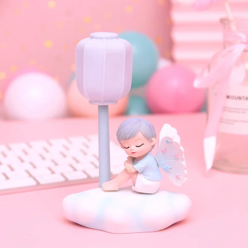 

Creative birthday gift presents lovely sleeping dolls angel wings Nightlight cake decoration accessories gifts