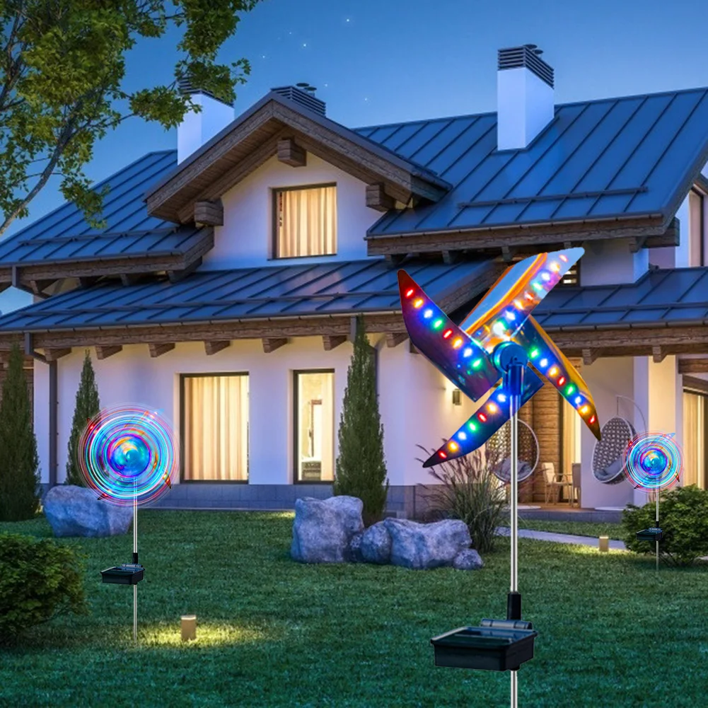 

2pcs 32LED Solar Ground Light Outdoor Decorative Windmill Waterproof Night Light LED Spot Light Garden Path Landscape Lights