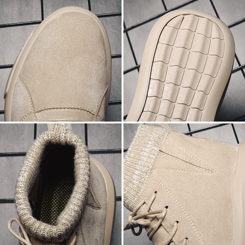 

CYYTL Hot Sale Genuine Leather Men Shoes Soft Ankle Safety Sneakers High-top Winter British Style Botas Masculina Hombre