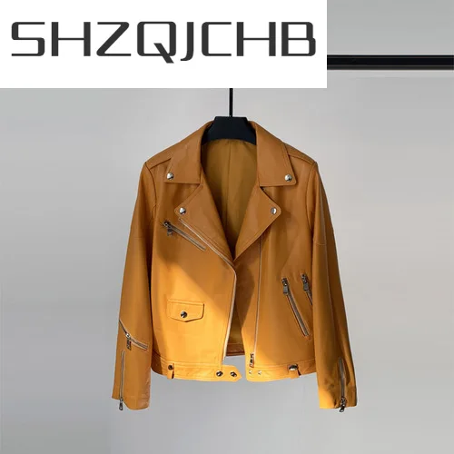 

Женская куртка SHZQ из натуральной кожи, Женское пальто из овечьей шкуры, модель сезона весна-осень 100% года, Chaqueta LW4865