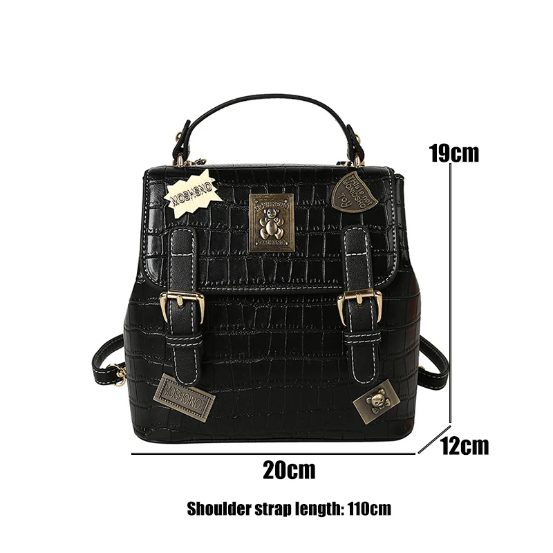 

Retro Crocodile Print Backpacks for Women Solid Color Waterproof Anti Theft Satchels Female Casual Travel Shoulder Crossbody Bag