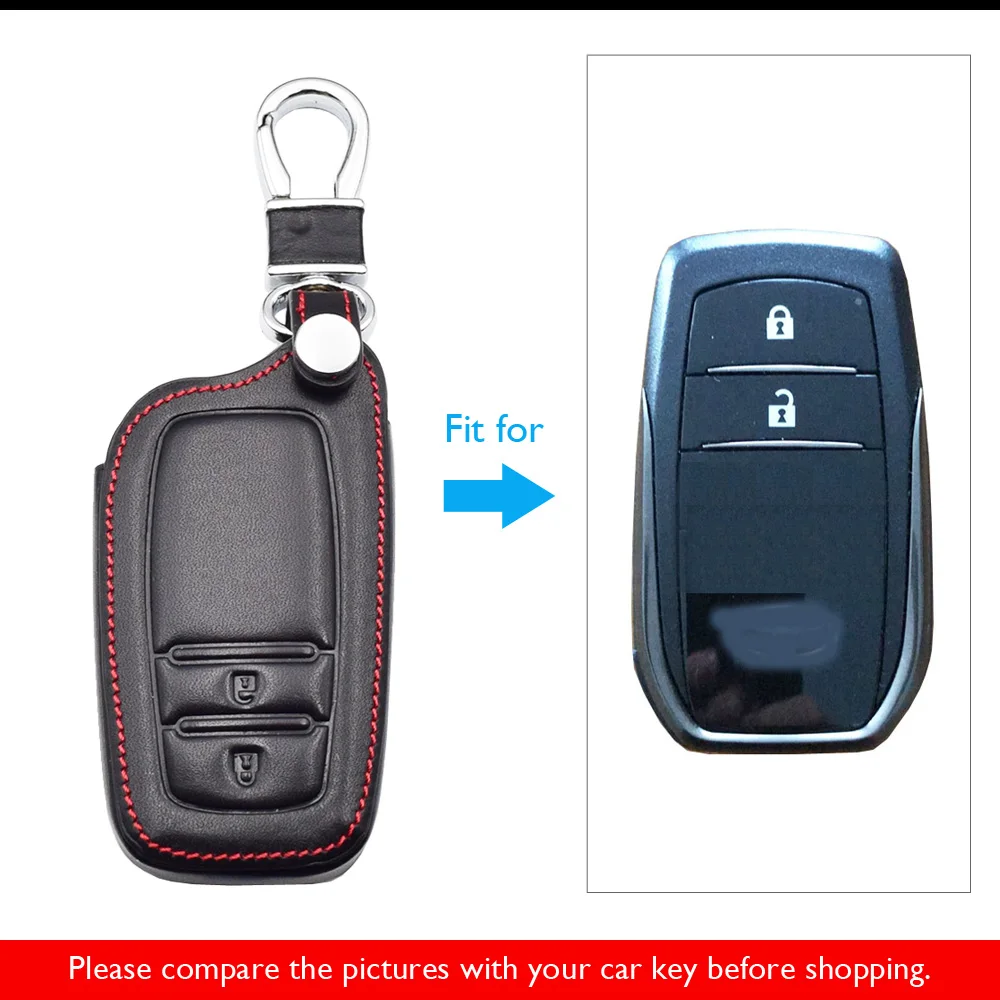 Чехол для ключей из натуральной кожи Toyota Corolla Highlander Crown 2 кнопки Smart Keyless