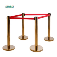 golden pillar retractable belt queue line stand rope barrier crowd control stanchion multiple color belts are optional