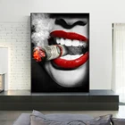 Женские курительные плакаты, сексуальные красные губы, крутой портрет, Масляные картины на холсте, бар, Настенный декор, Висячие картины, украшение для дома