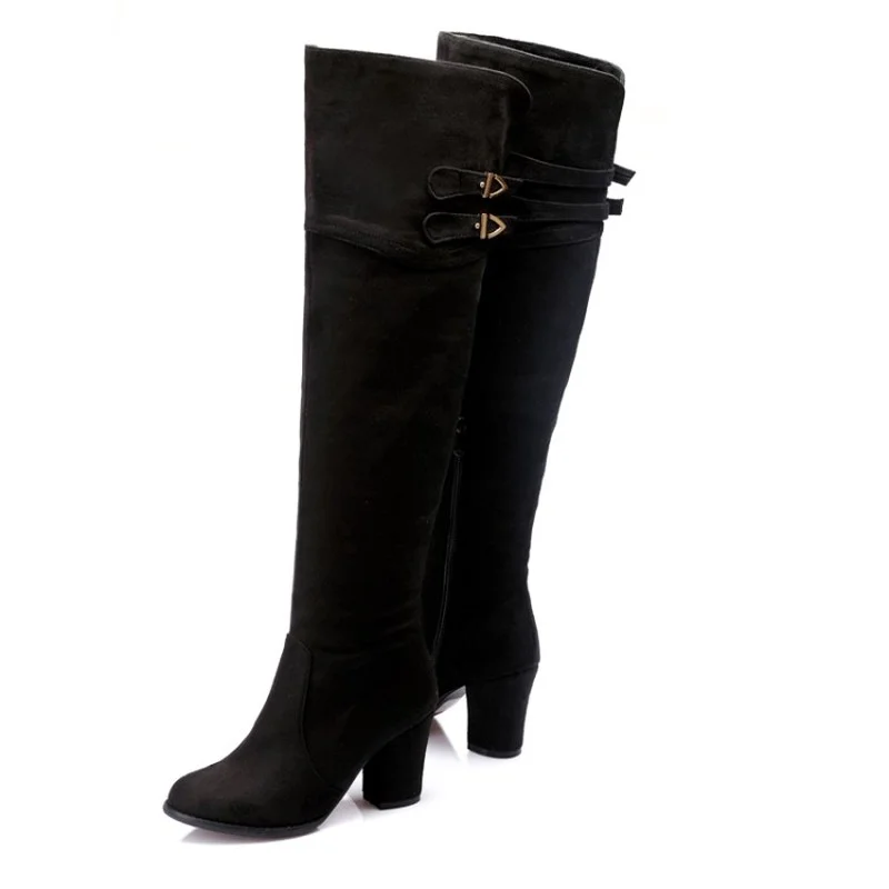 FXYCMMCQ Women's Over-the-knee Boots with Thick Heels (8cm) In Single Colour, Size 32-54 722-2