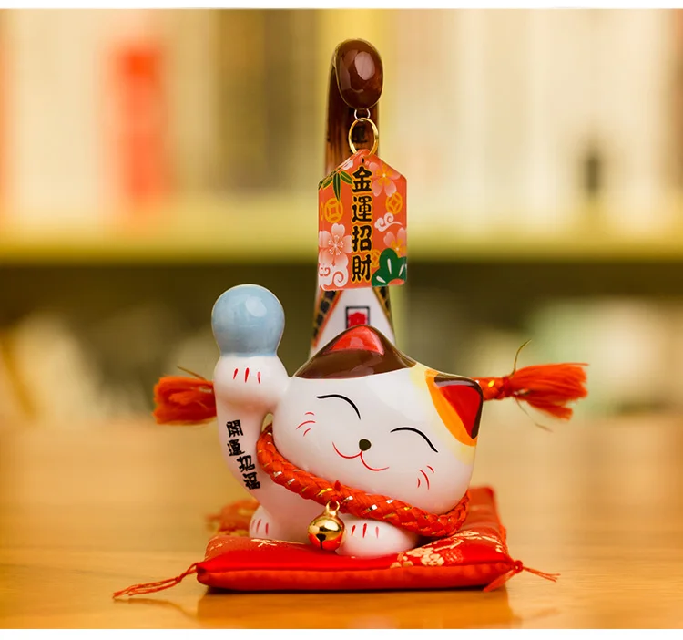 1 шт. японский стиль Maneki Neko керамические счастливые украшения "кошки" мультфильм Margay кошка с длинным хвостом статуя домашняя декоративная фигурка