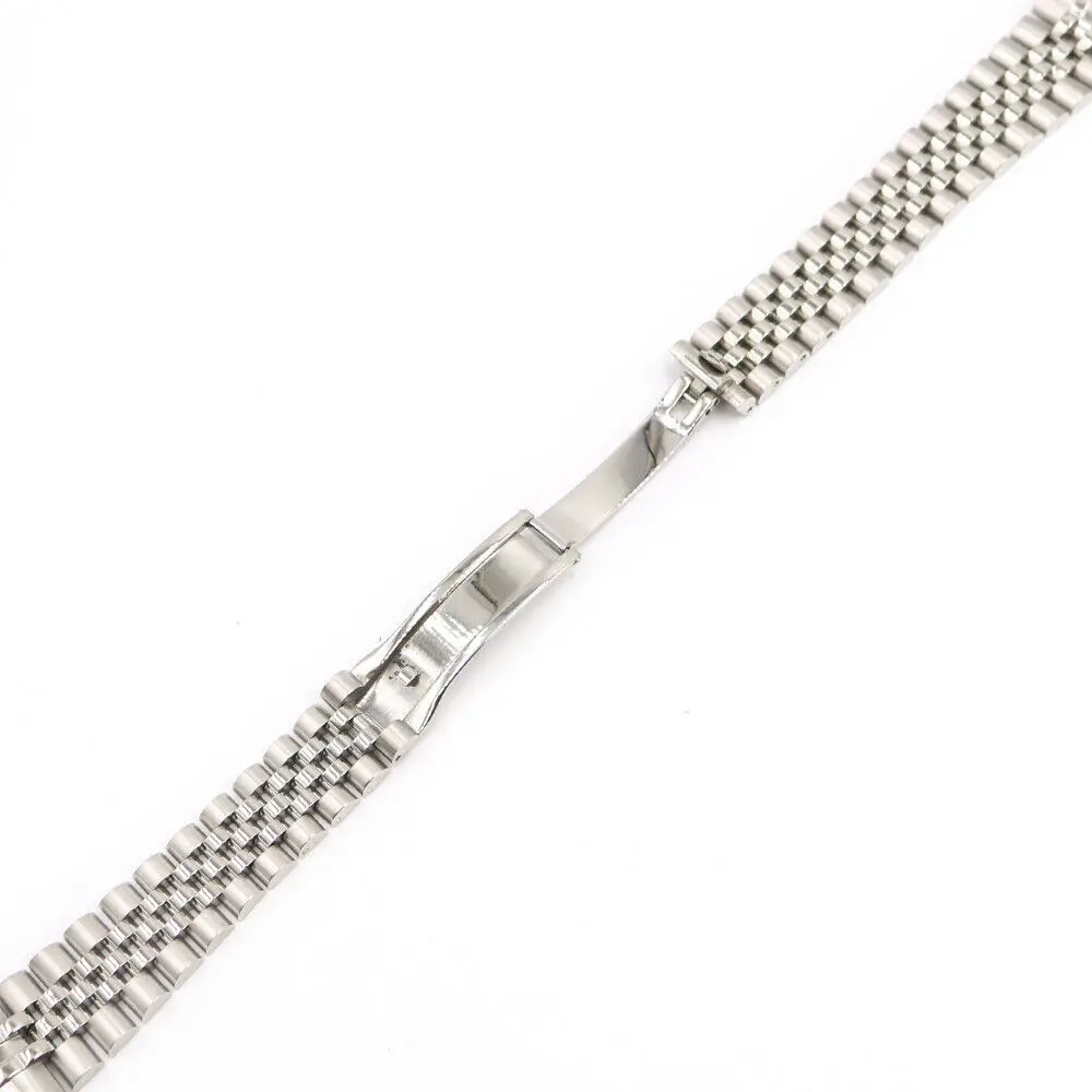 Rolamy 21mm Silver Solid Curved End Screw Links Wrist Watch Band Strap Bracelet Classic Jubilee Hidden Clasp For Rolex Datejust