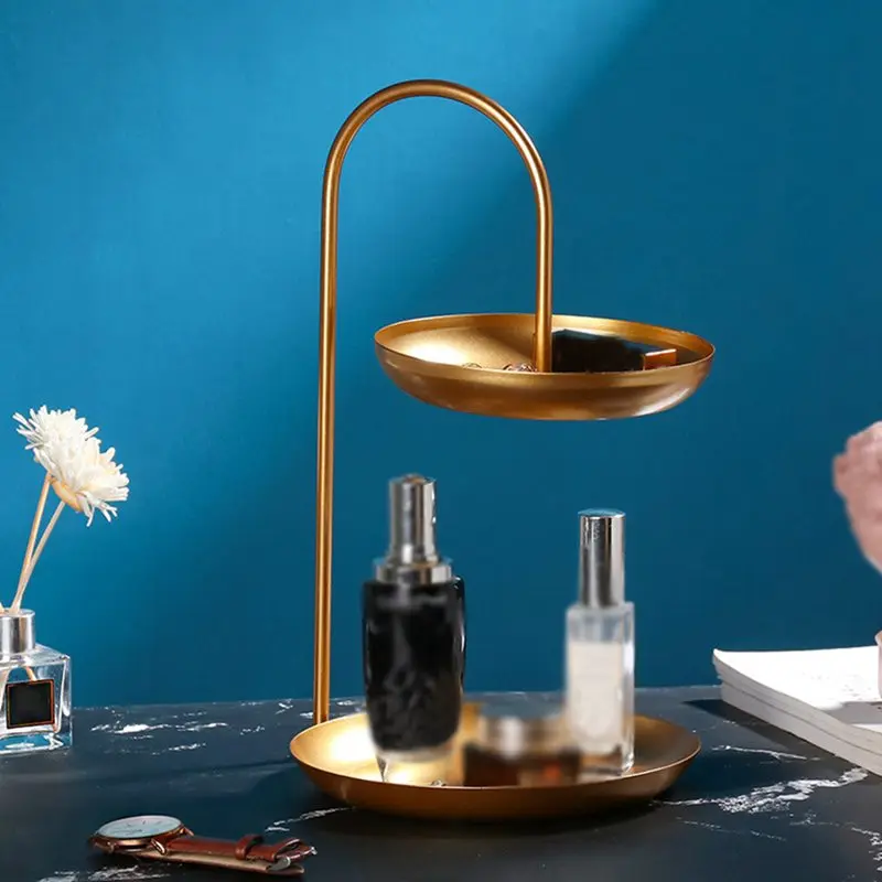 

Metal Storage Rack Double Storage Trays Ins Golden Iron Double Storagy Tray Jewelry Display Racks Storagy Racks