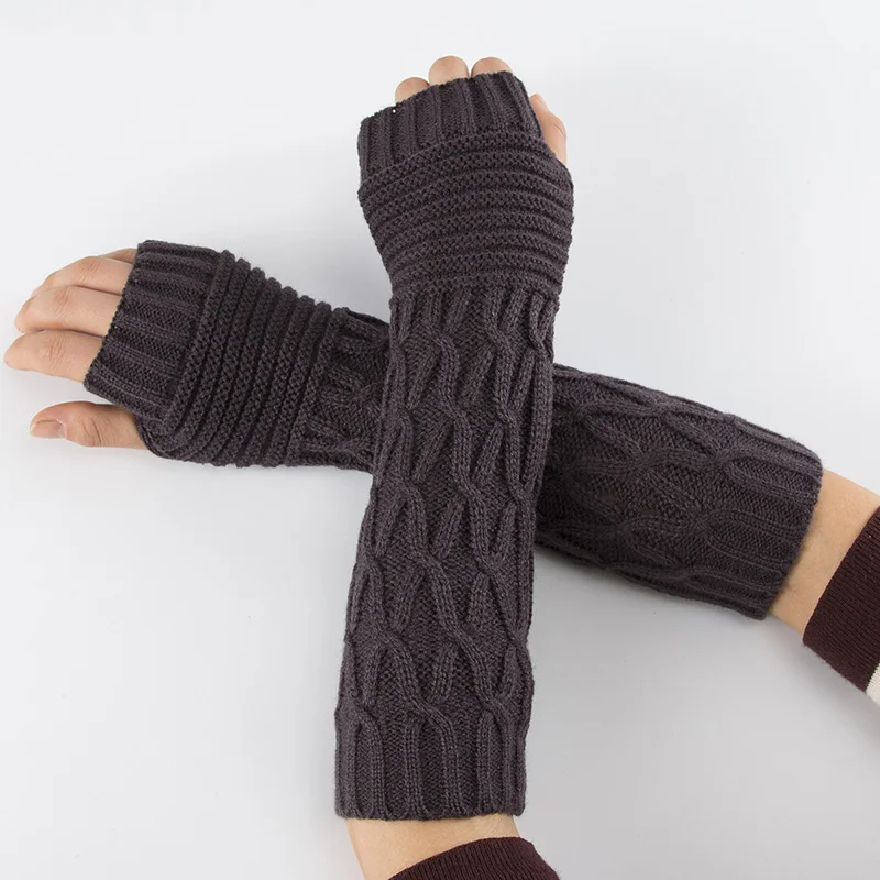 Winter Women Fashion Long Gloves With Knitted Wool Wrist Arm Warmers Fingerless Mitten Guantes | Аксессуары для одежды