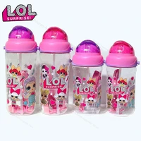 lol surprise dolls original cartoon pattern strap portable drinking straw water cup bottle 420500560ml children birthday gifts