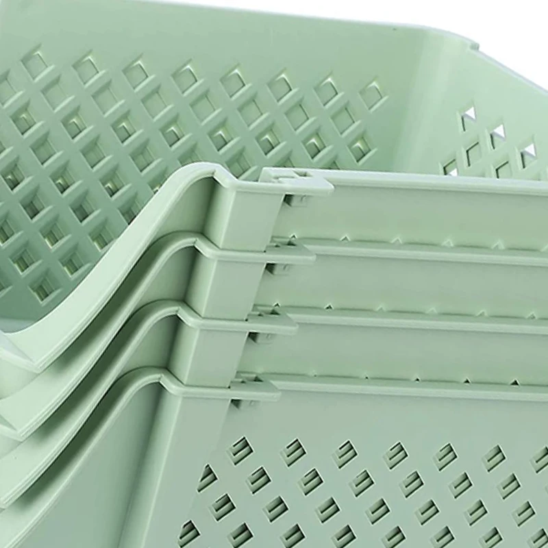 

Stackable Storage Baskets for Food,Snacks,Bottles,Toys,Toiletries, Plastic Storage Baskets Set of 4,15X10X7 Inch