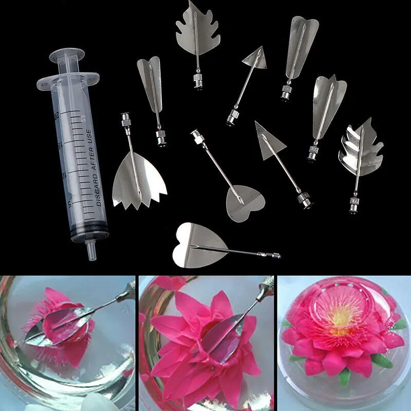 

Jelly Flower Art Tools 10PCS 3D Gelatin Jelly Art Pudding Flower Cake Decor Mould Needle Tools