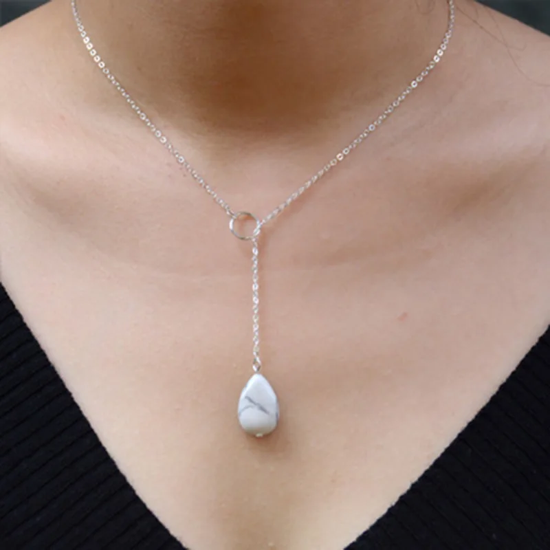 Ожерелье с подвеской из натурального камня для женщин ожерелье золотым пальто и