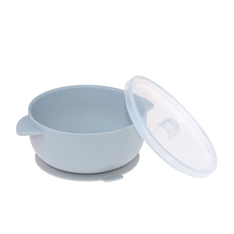 Baby Suction Food Bowl with Lid BPA-Free Silicone Infants Learning Feeding Dish Spill-resistance Sucker Dinner Plate | Мать и ребенок