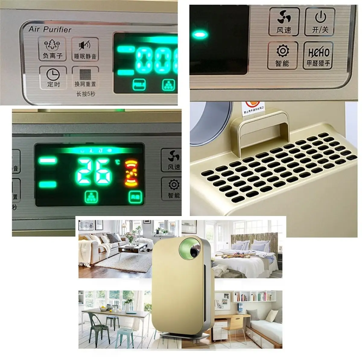 

Smart PM2.5 LED LCD Screen Negative Ions Air Purifiers Portable Household Intelligent Fresh Air Cleaning for Formaldehyde 53W