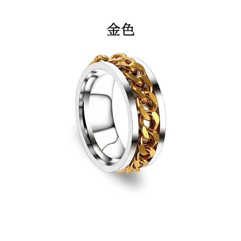 

European and American titanium steel jewelry fashion stainless steel chain can be turned to open beer bottle cap artifact ring