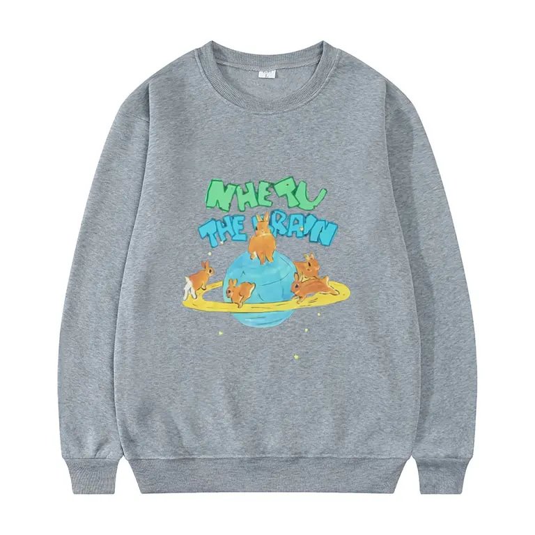 

Planet Rabbits Pattern Print Sweatshirt Personality Streetwear Oversize Loose Pullover Men Women Cartoons Anime Style Streetwear