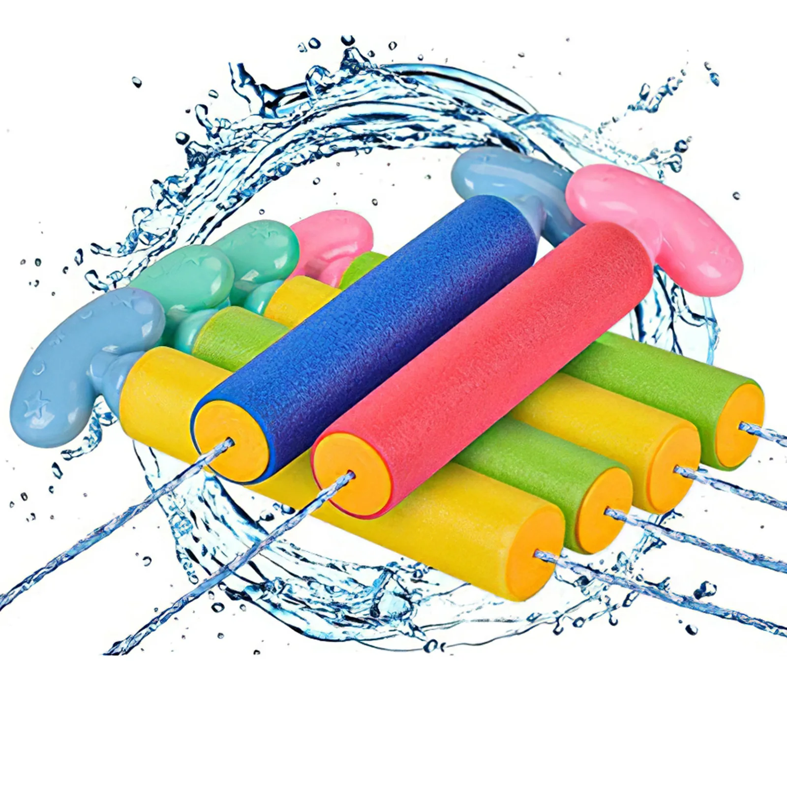 

6PCS Foam Squirt Guns Toy Kit Water Blaster Shooting Cannon Fun Summer Beach Bathroom Toy For Boys Children Kids Outdoor Toy