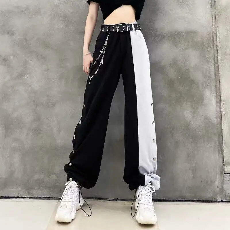 

2021 New Summer Black Vintage Women Jeans Hip-hop Woman Long Trousers Cowboy Female Loose Streetwear Wide Leg Pants