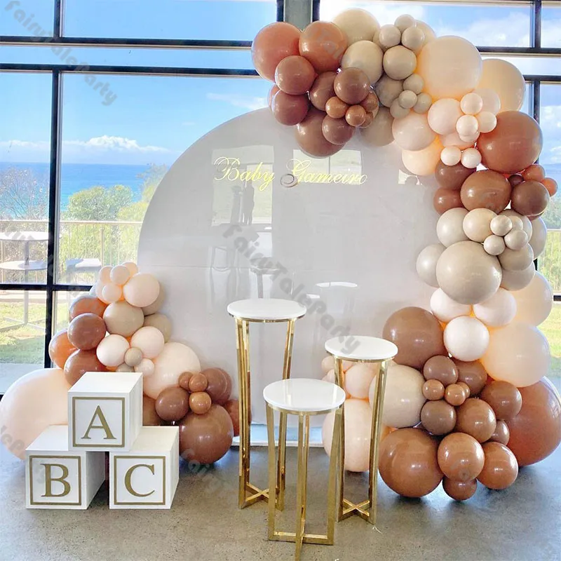 

137 Cocoa Doubled Apricot Cream Peach Balloons Arch Kit Baby Shower Balloon Garland Gender Reveal Wedding Birthday Party Favors