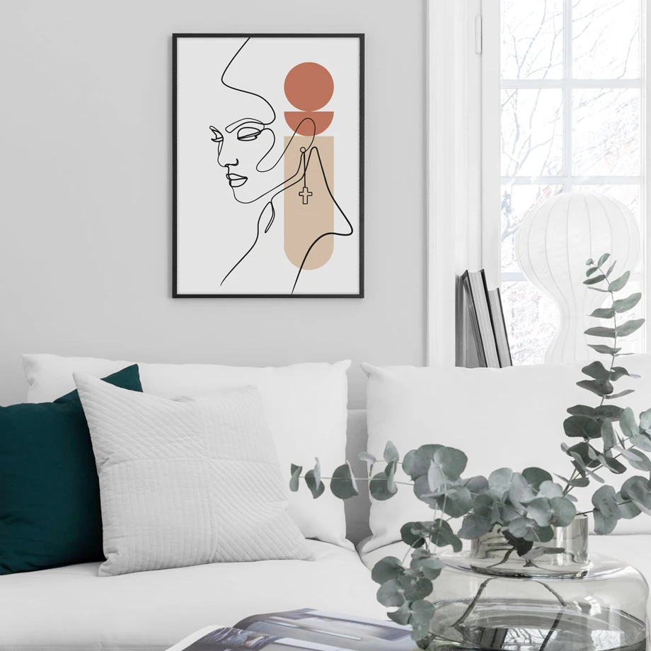 Постеры и печатные картины с абстрактными линиями для боди-арта девушкой