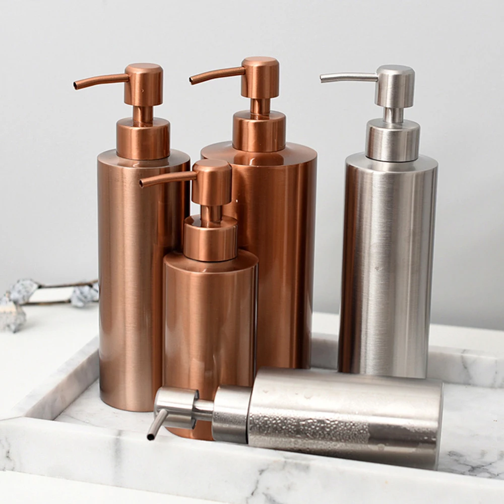 

Rose Gold Metal Storage Bottle Scandinavian Bath Shampoo Sub-bottles Chic Kitchen Detergent Soap Dispenser 250ml 350ml 550ml