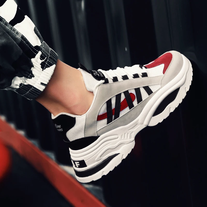 Мужские кроссовки на вулканизированной подошве яркие сетчатые в стиле ретро