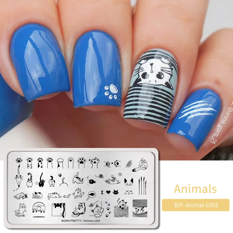 BP-Animal L003 BORN PRETTY штамповочные пластины бабочки милые животные тема штамп шаблоны прямоугольный, для нейл-арта Маникюр DIY печать ногтей пластины - Цвет: BP-Animal L003