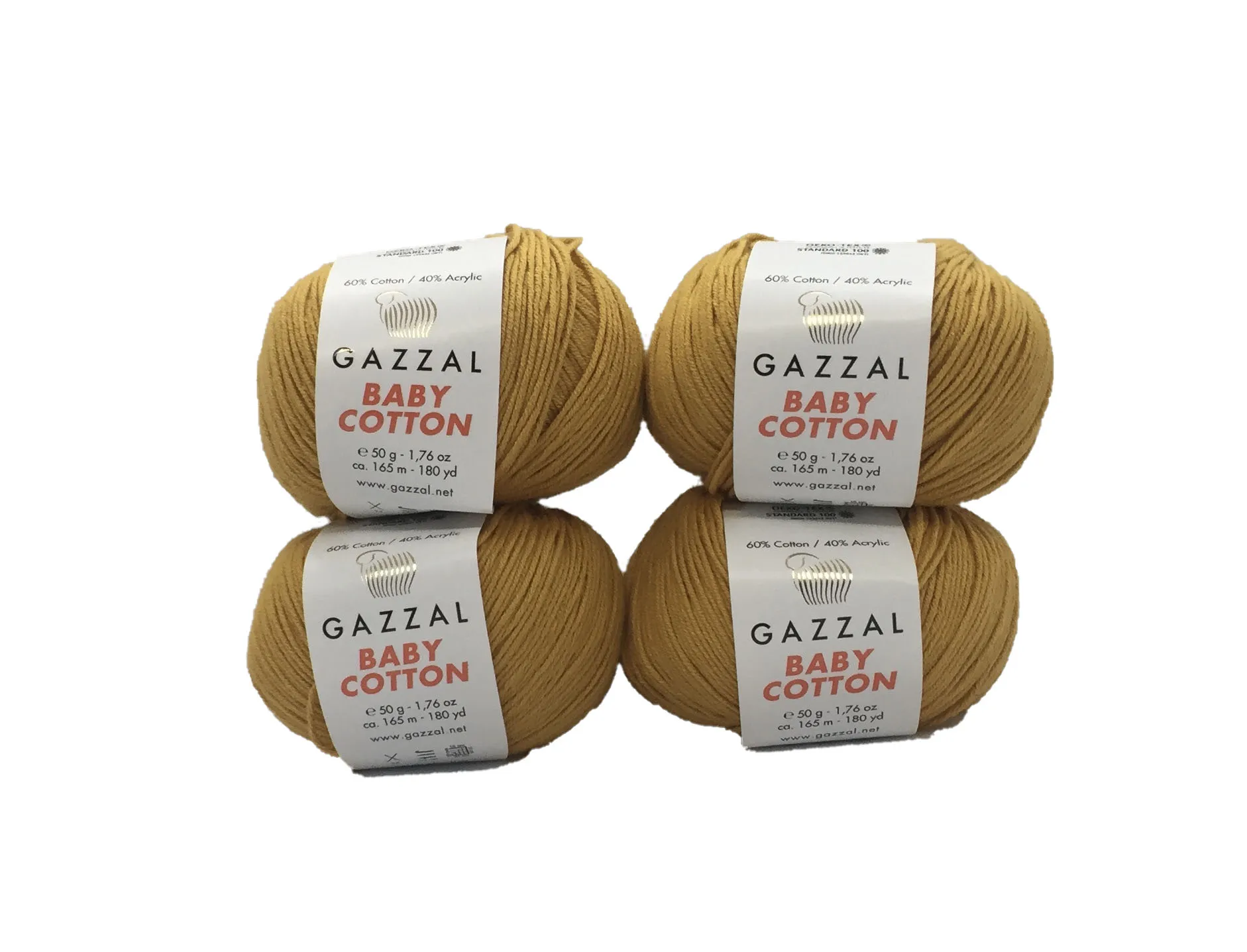 

4 In 1 Pack Yarn For Hand Knitting Baby Cotton Gazzal DIY Amigurumi Models Hobby (Each 50g 165m) 60 Cotton 40 of Acrylic