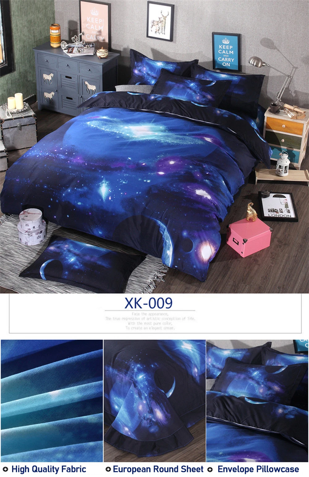 3D Galaxy пододеяльник модные комплекты постельного белья Вселенная космическое пространство тематическое постельное белье плоский лист 2шт/3 шт/4 шт один двойной размер