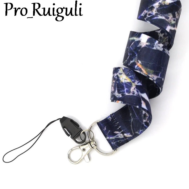 Черный мрамор узор зерна шейный ремешок брелок мобильный телефон держатель