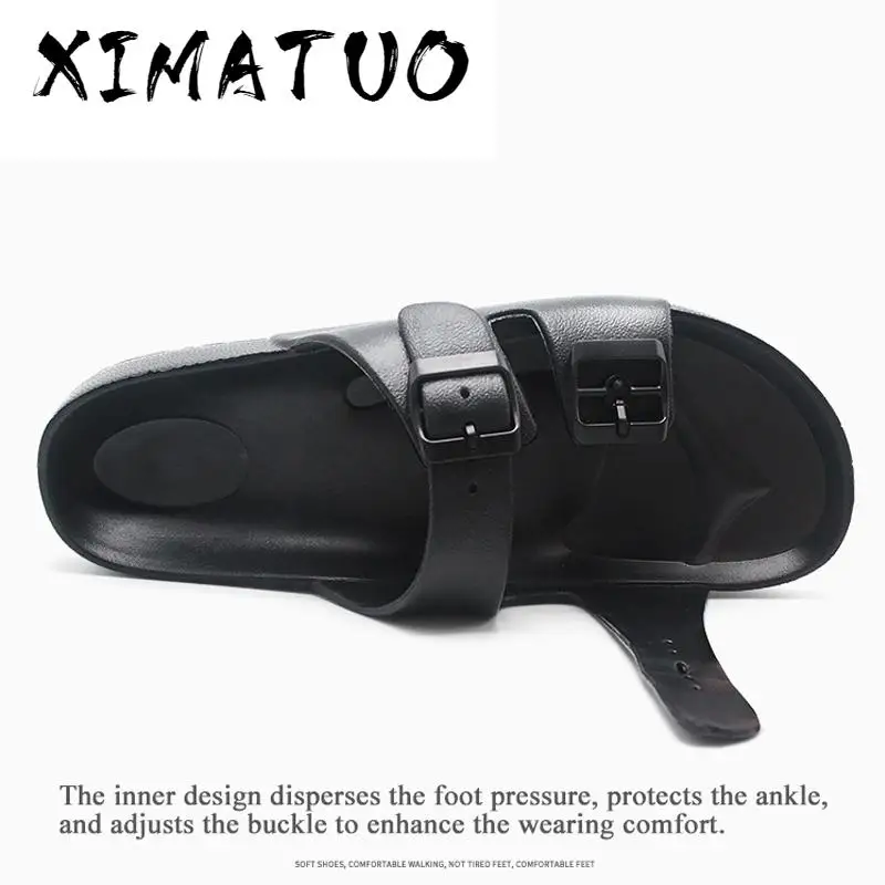 Мужские сандалии Летние пляжные прогулочные мягкие дышащие туфли с пряжкой на