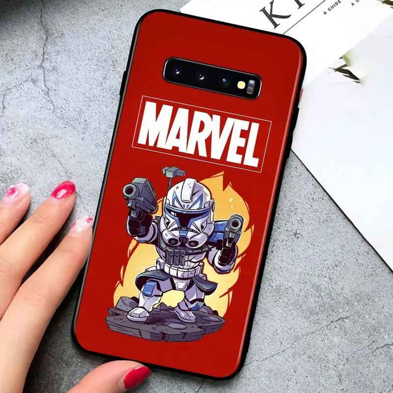 

Marvel hero cute cartoon for Samsung Galaxy S21 Ultra Plus Note 20 10 9 8 S10 S9 S8 S7 S6 Edge Plus Black Soft Phone Case