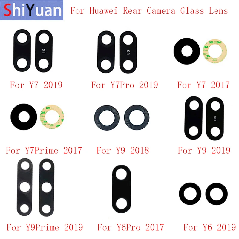 

2pcs Back Rear Camera Lens Glass For Huawei Y6 2019 Y7 2019 Y7 2017 Y9 2019 Y9 2018 Camera Glass Lens Replacement Repair parts