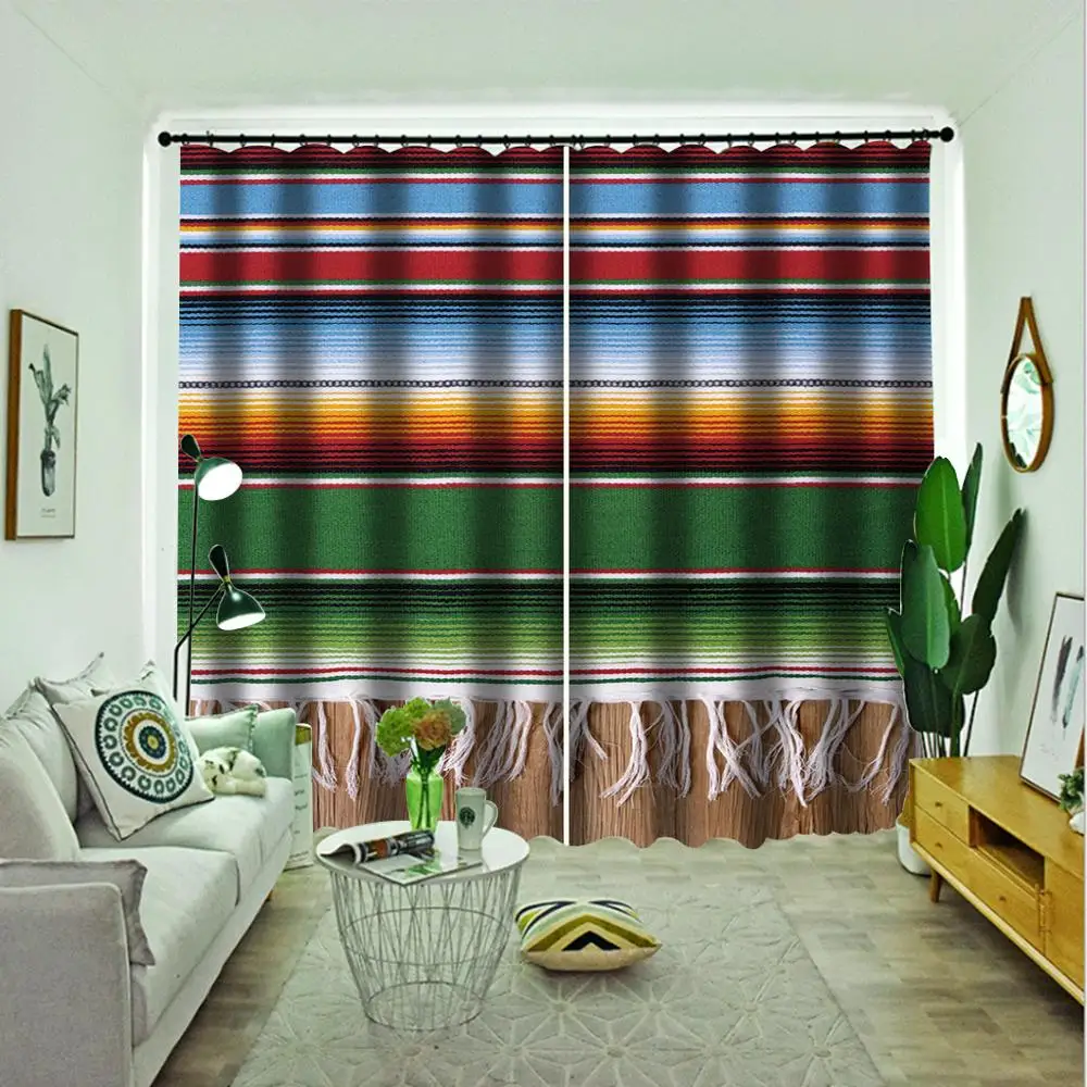 

Blackout Curtains rainbow stripe Curtains For Living Room Modern Children Bedroom Drapes High Shading Cortinas Printing