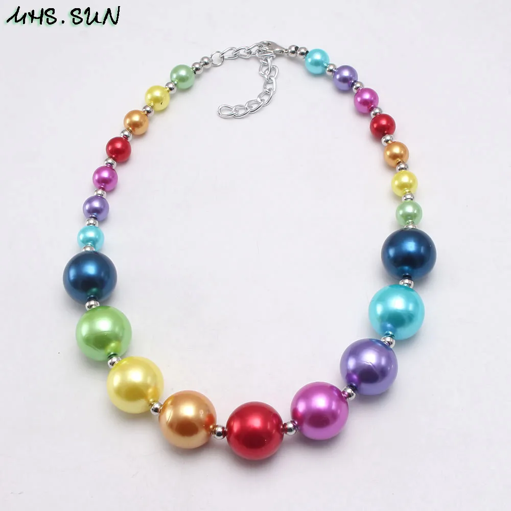 MHS.SUN Радужное цветное детское ожерелье из АБС-пластика жемчужное жевательной