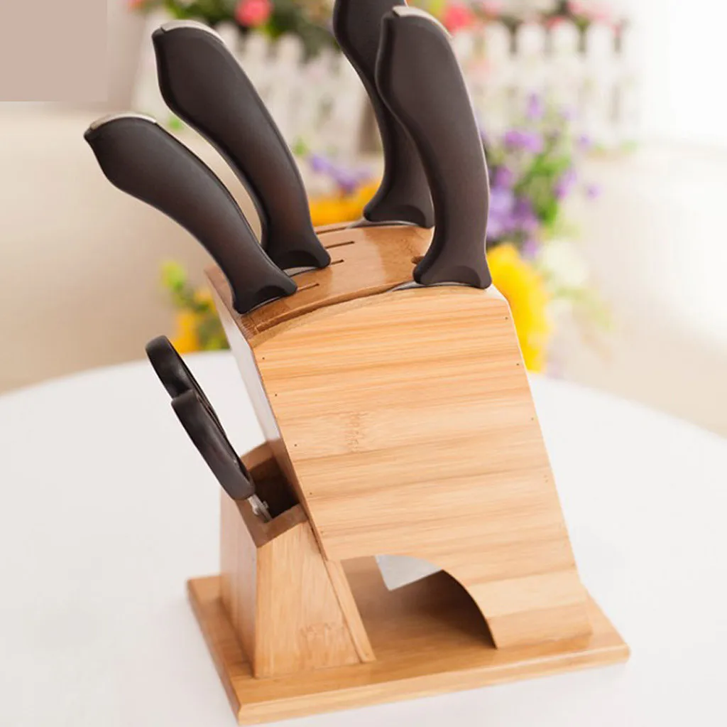 Шесть слот деревянный держатель блока ножницы стойка для хранения