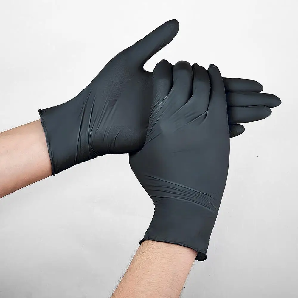 

100pcs/Box Nitrile Gloves Black Safety Waterproof Allergy Free Kitchen Mechanic Laboratory Work Oil Resistant SyntheticNitrile