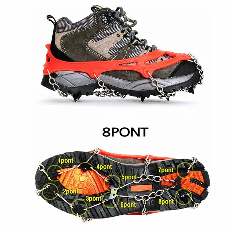 

8 Tooth Hiking Crampons Outdoor Ice Climbing Hiking Manganese Steel Shoe Covers