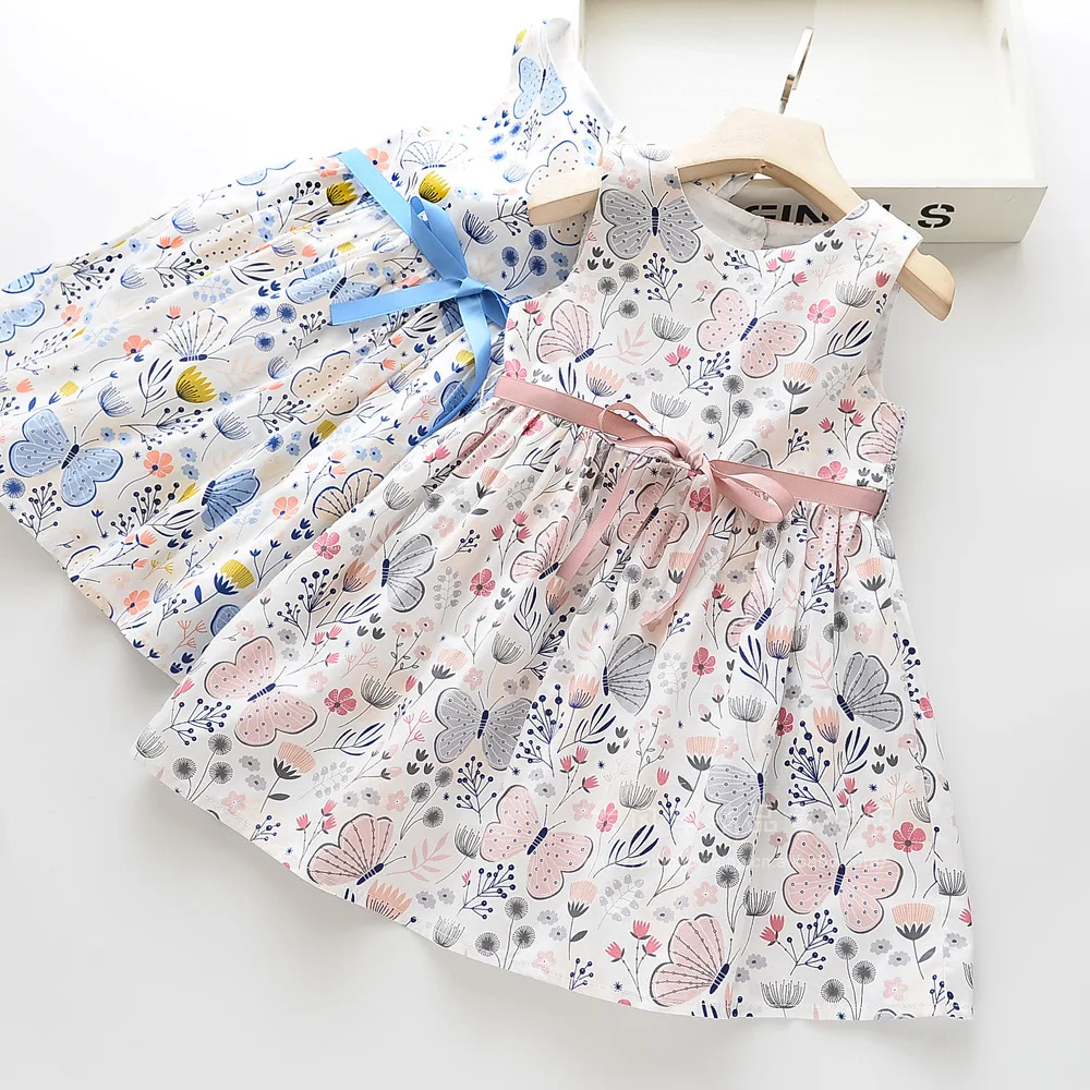 Girls Princess Floral Sweet Dress New Summer Kid Sleeveless Children Party Suits Butterfly Costume Clothing | Детская одежда и