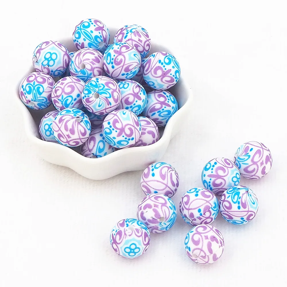 

TKB Baby Toys 50pcs Silicone Christmas Lilac Bead Teeth Health Bpa Free Pacifier Chian Clip Accessories Newborn For Teeth Care