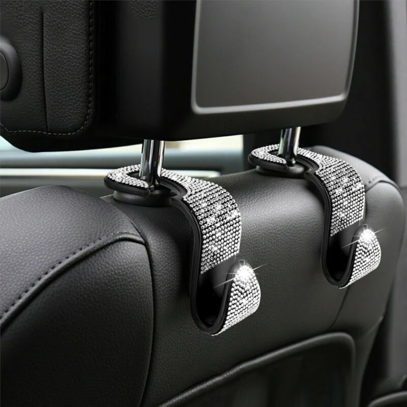 

2Pcs Car Seat Hook Auto Coat Back Universal Headrest Mount Storage Holder Bling Rhinestones Hanger Car Interior Accessories