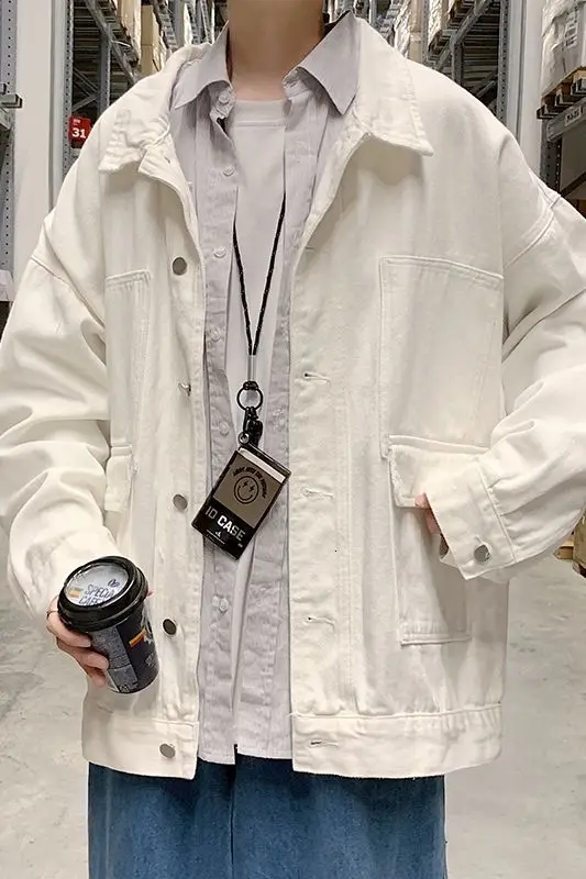 

2020 Spring And Autumn New Youth Fashion Men's Loose Solid Color Single-breasted Tooling Jacket Fashion Casual Top M-2XL