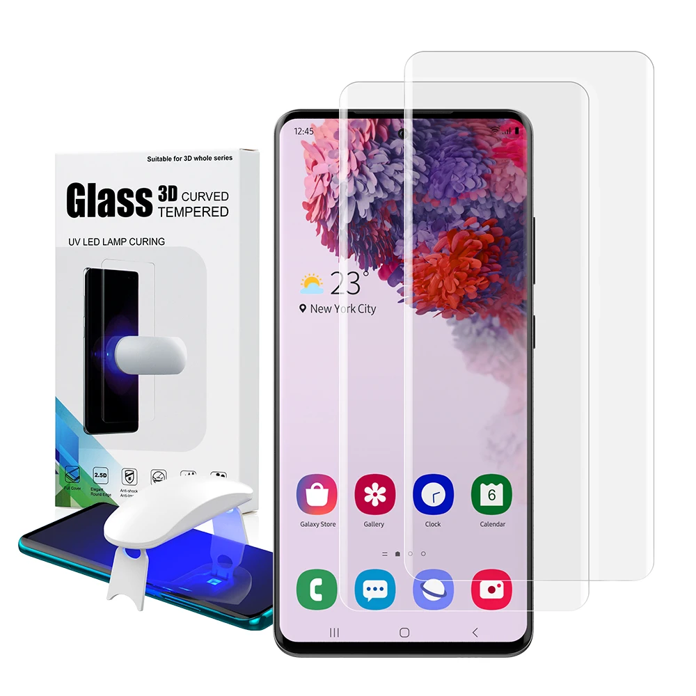 

Pelicula de vidro temperado uv smartphone tela com desbloqueio por impressao digital para samsung galaxy s20, s20plus, s20ultra