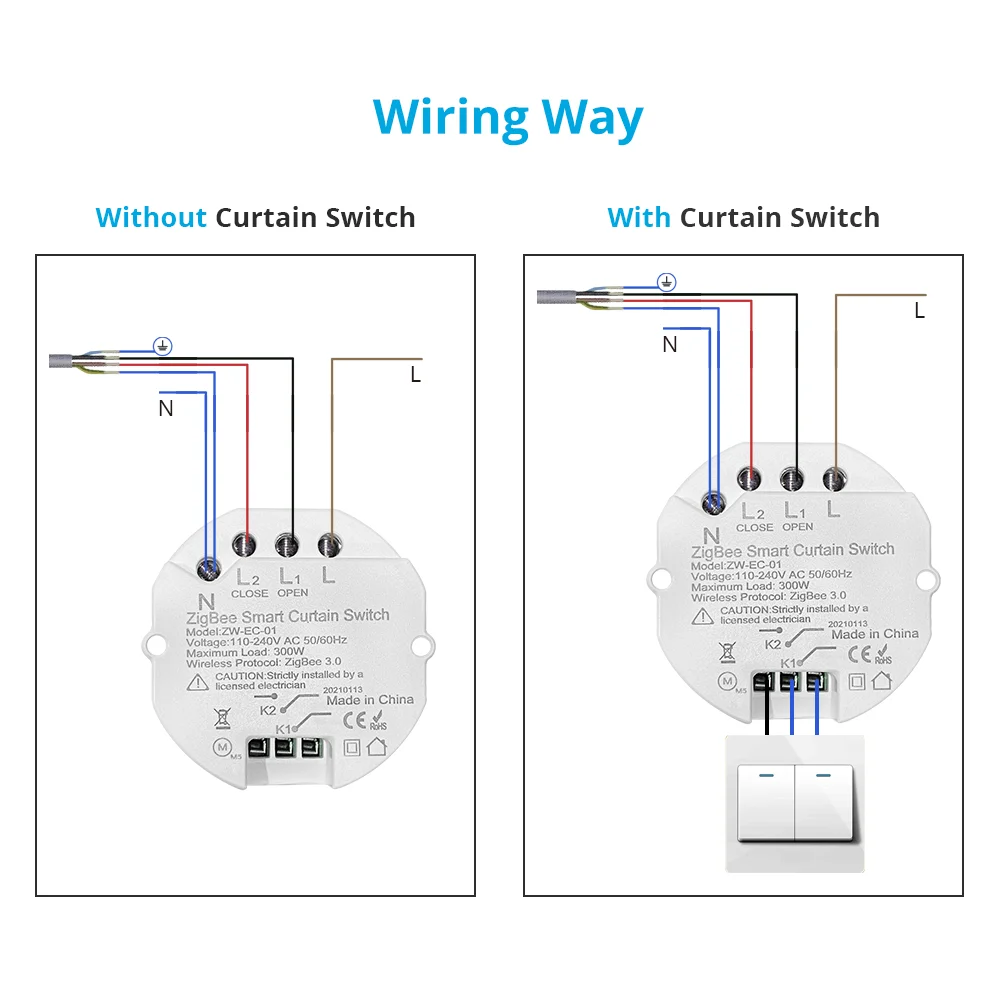 Tuya Zigbee Smart Curtain Switch for Roller Blind Shutter Motor Curtain Inline M