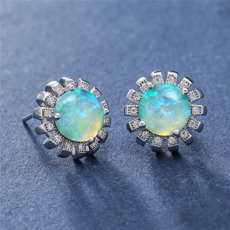 Белый/голубой/зеленый/розовый огненный опал с рисунком &quotПодсолнух&quot камень